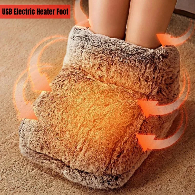 Washable USB Electric Heater Foot Warmer Heated Comfort Fleece Suede Cushion Couple Warm Foot Cover Feet Heating Pads For Office