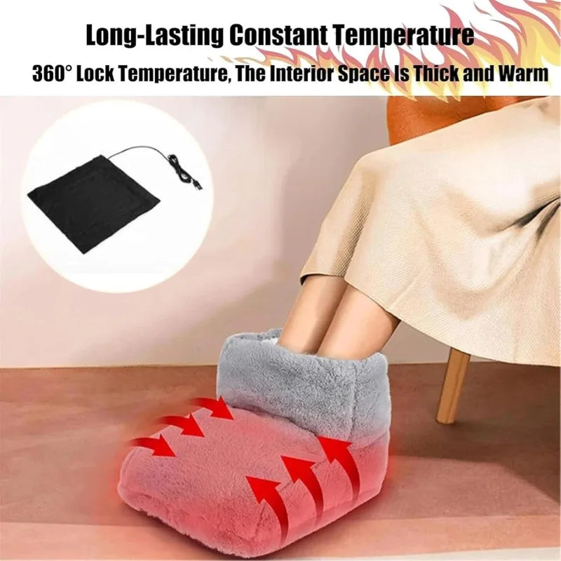 Washable USB Electric Heater Foot Warmer Heated Comfort Fleece Suede Cushion Couple Warm Foot Cover Feet Heating Pads For Office